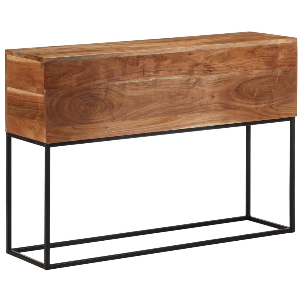 Tavolo Consolle 110x30x75cm in Legno Massello di Acacia e Ferro