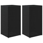 Fioriere da Giardino 2 pz Nere 40x40x80 cm in Polyrattan