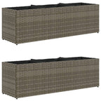 Fioriere da Giardino con 3 Vasi Grigie 105x30x32 cm Polyrattan