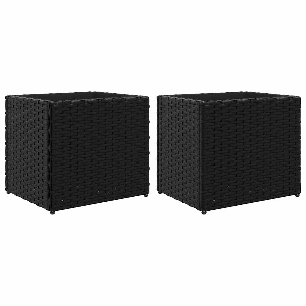 Fioriere da Giardino 2 pz Nere 36x30x32 cm in Polyrattan