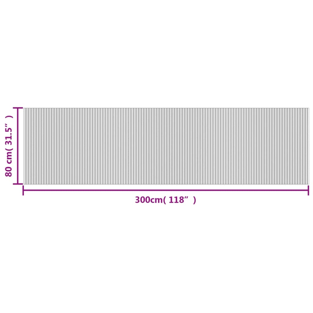 Tappeto Rettangolare Nero 80x300 cm in Bambù