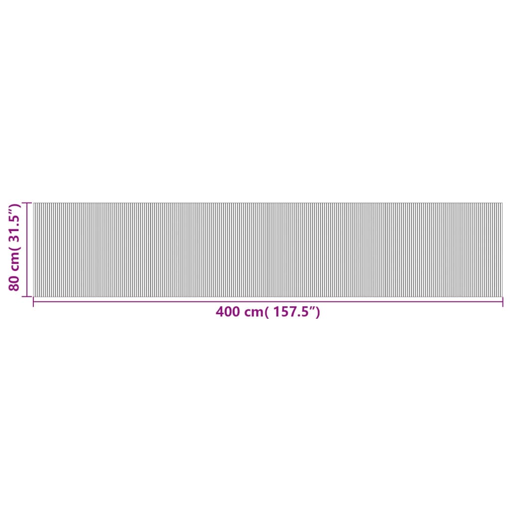 Tappeto Rettangolare Natura Chiaro 80x400 cm in Bambù