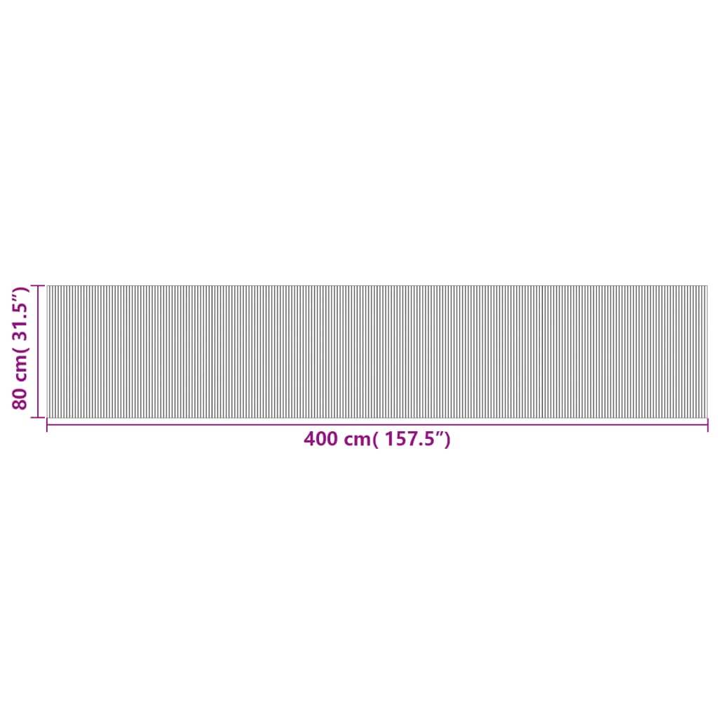 Tappeto Rettangolare Marrone Scuro 80x400 cm in Bambù