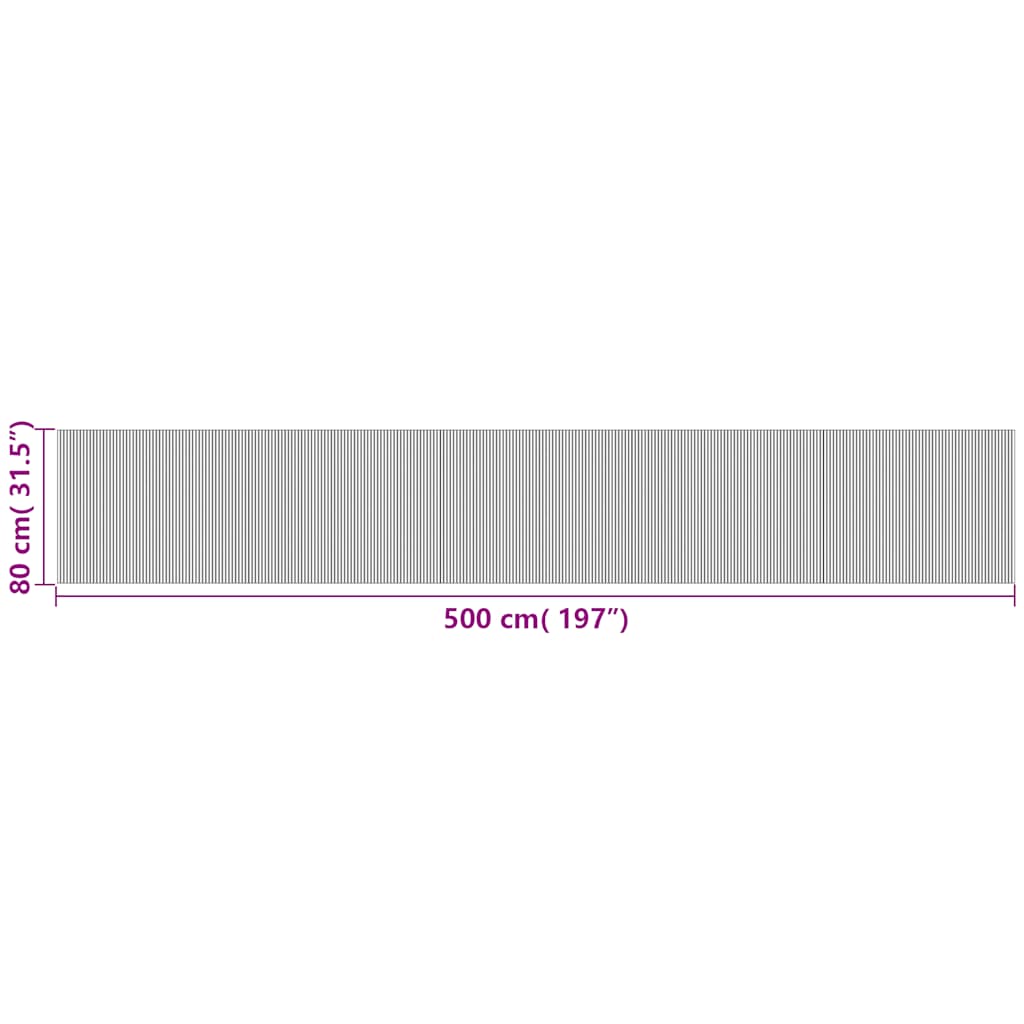 Tappeto Rettangolare Nero 80x500 cm in Bambù