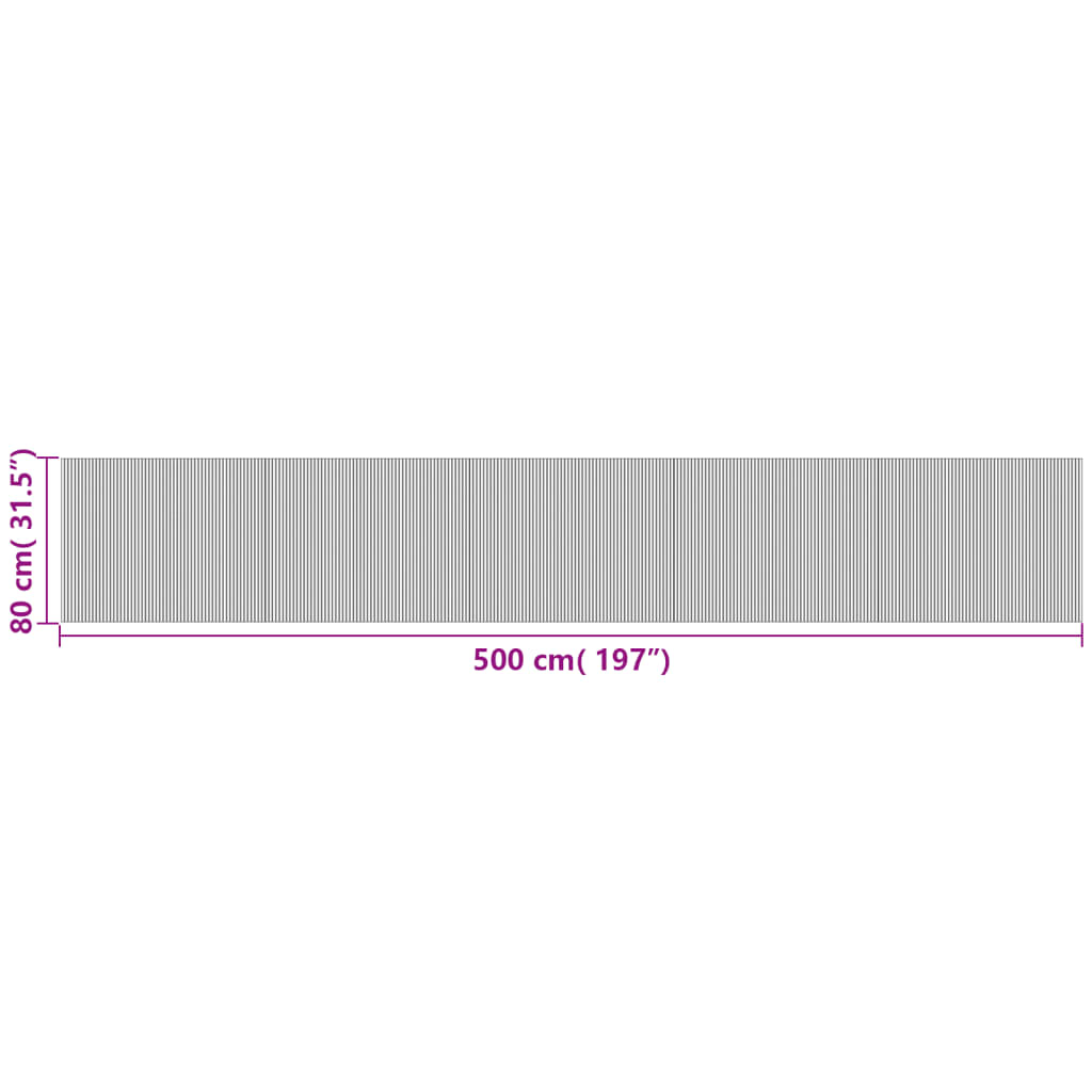 Tappeto Rettangolare Marrone Scuro 80x500 cm in Bambù