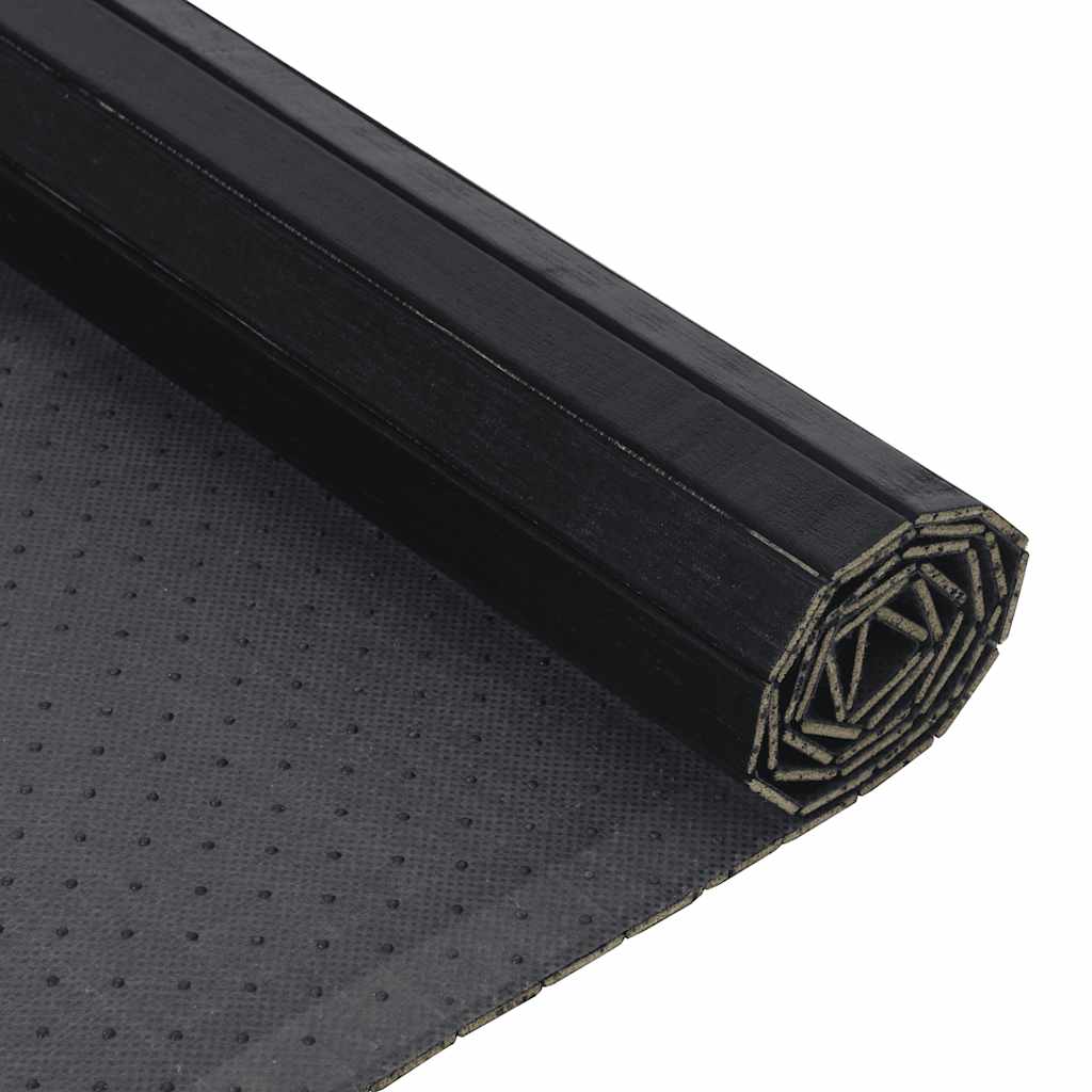 Tappeto Rettangolare Nero 100x100 cm in Bambù
