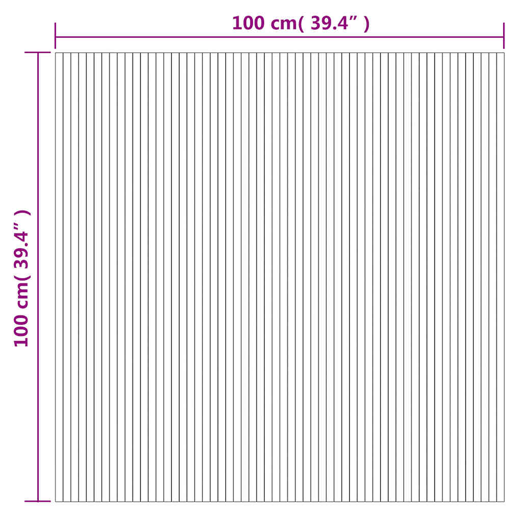 Tappeto Rettangolare Nero 100x100 cm in Bambù