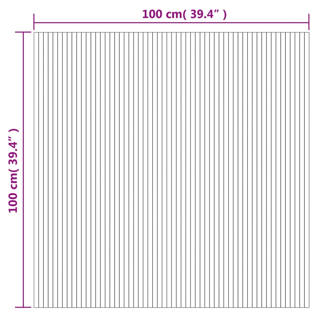 Tappeto Rettangolare Grigio 100x100 cm in Bambù