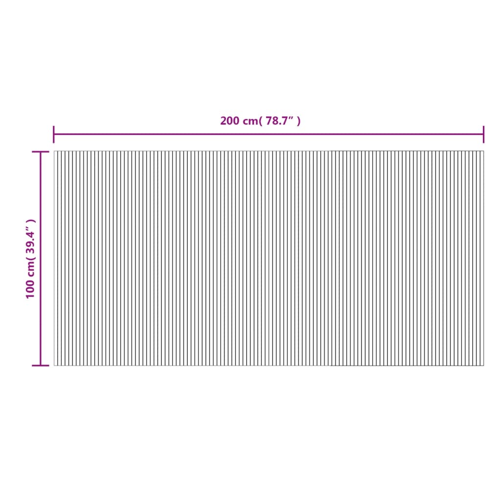 Tappeto Rettangolare Nero 100x200 cm in Bambù