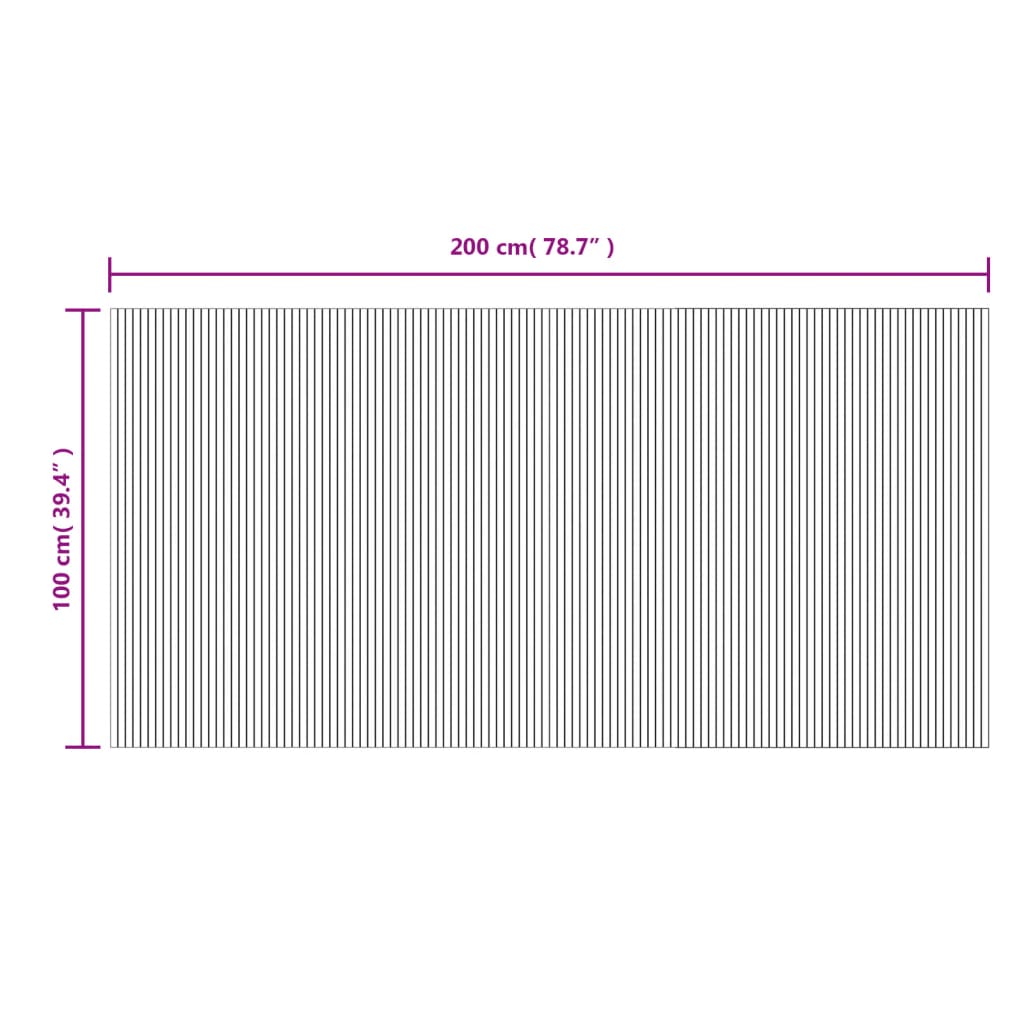 Tappeto Rettangolare Grigio 100x200 cm in Bambù