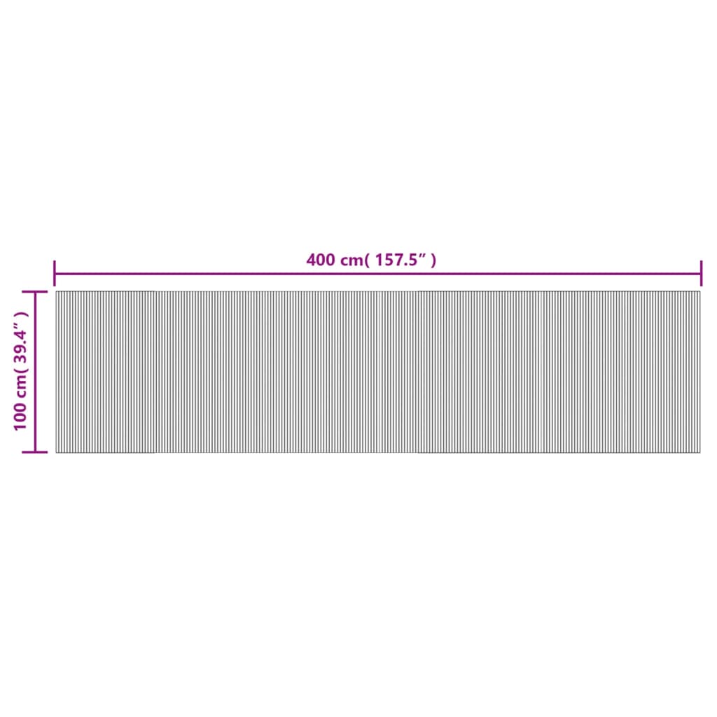 Tappeto Rettangolare Nero 100x400 cm in Bambù