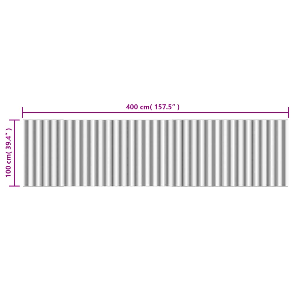 Tappeto Rettangolare Natura Chiaro 100x400 cm in Bambù