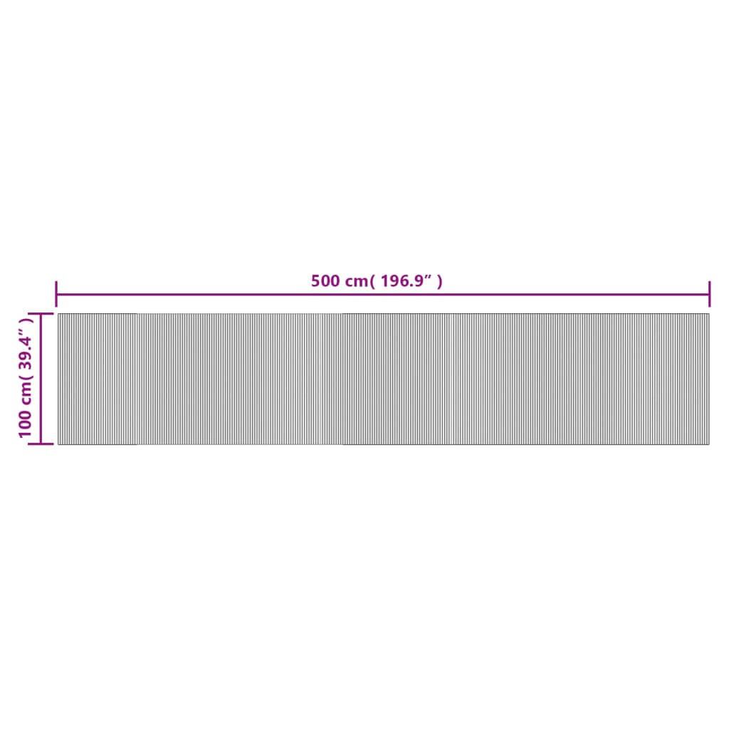 Tappeto Rettangolare Marrone Scuro 100x500 cm in Bambù