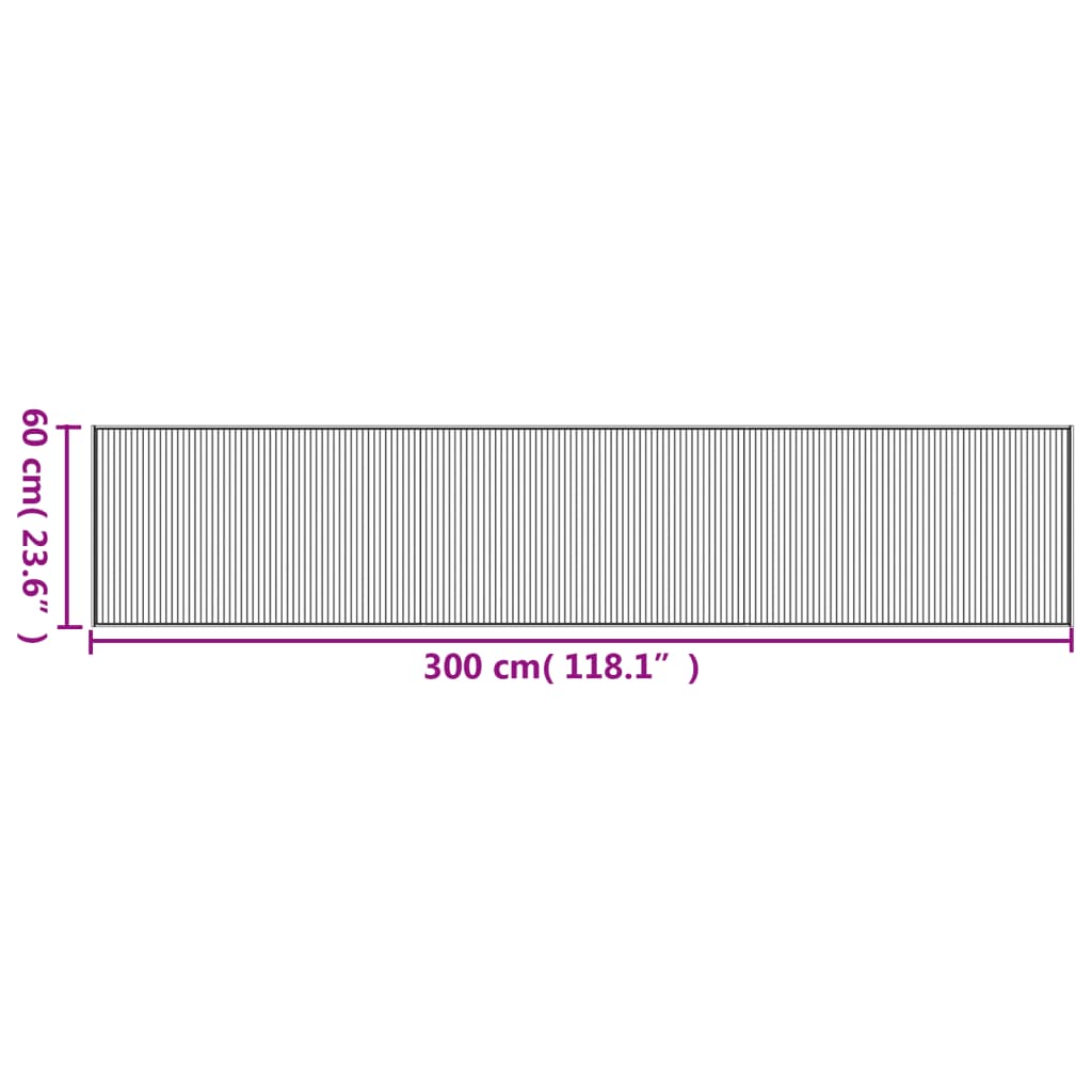 Tappeto Rettangolare Nero 60x300 cm in Bambù
