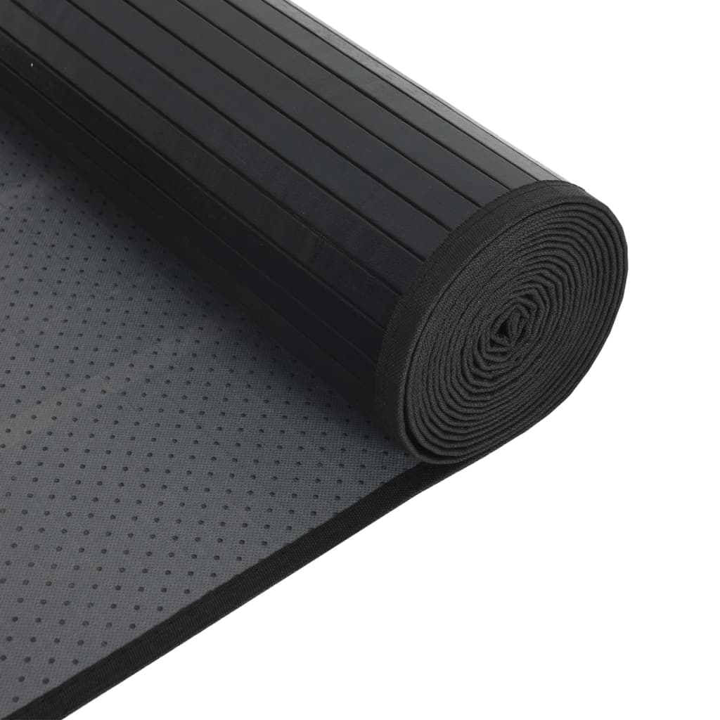 Tappeto Rettangolare Nero 60x500 cm in Bambù