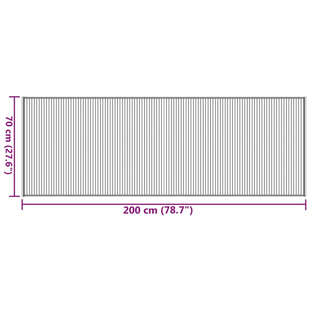 Tappeto Rettangolare Grigio 70x200 cm in Bambù