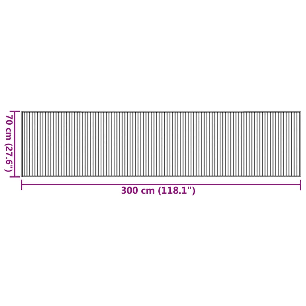 Tappeto Rettangolare Natura Chiaro 70x300 cm in Bambù