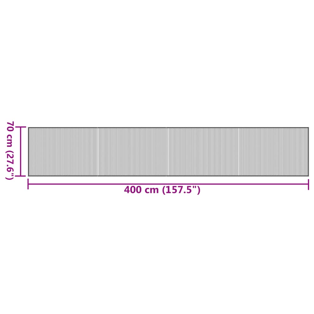 Tappeto Rettangolare Nero 70x400 cm in Bambù