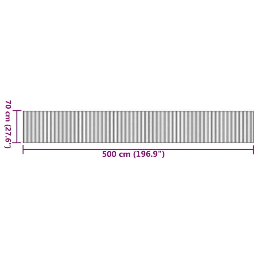 Tappeto Rettangolare Grigio 70x500 cm in Bambù