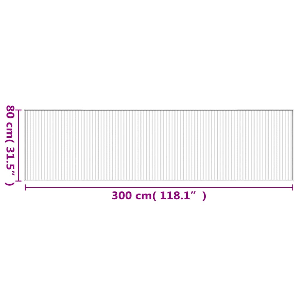 Tappeto Rettangolare Natura Chiaro 80x300 cm in Bambù