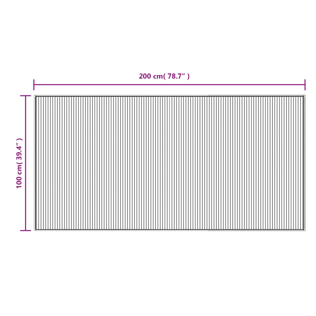 Tappeto Rettangolare Naturale Chiaro 100x200 cm in Bambù