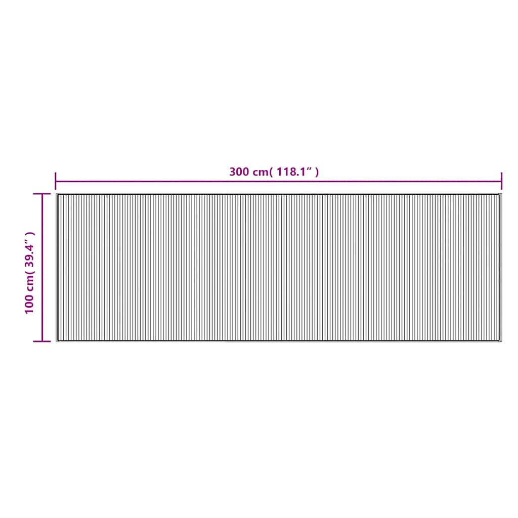 Tappeto Rettangolare Marrone 100x300 cm in Bambù