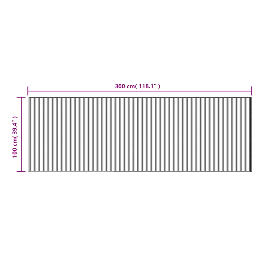 Tappeto Rettangolare Marrone Scuro 100x300 cm in Bambù
