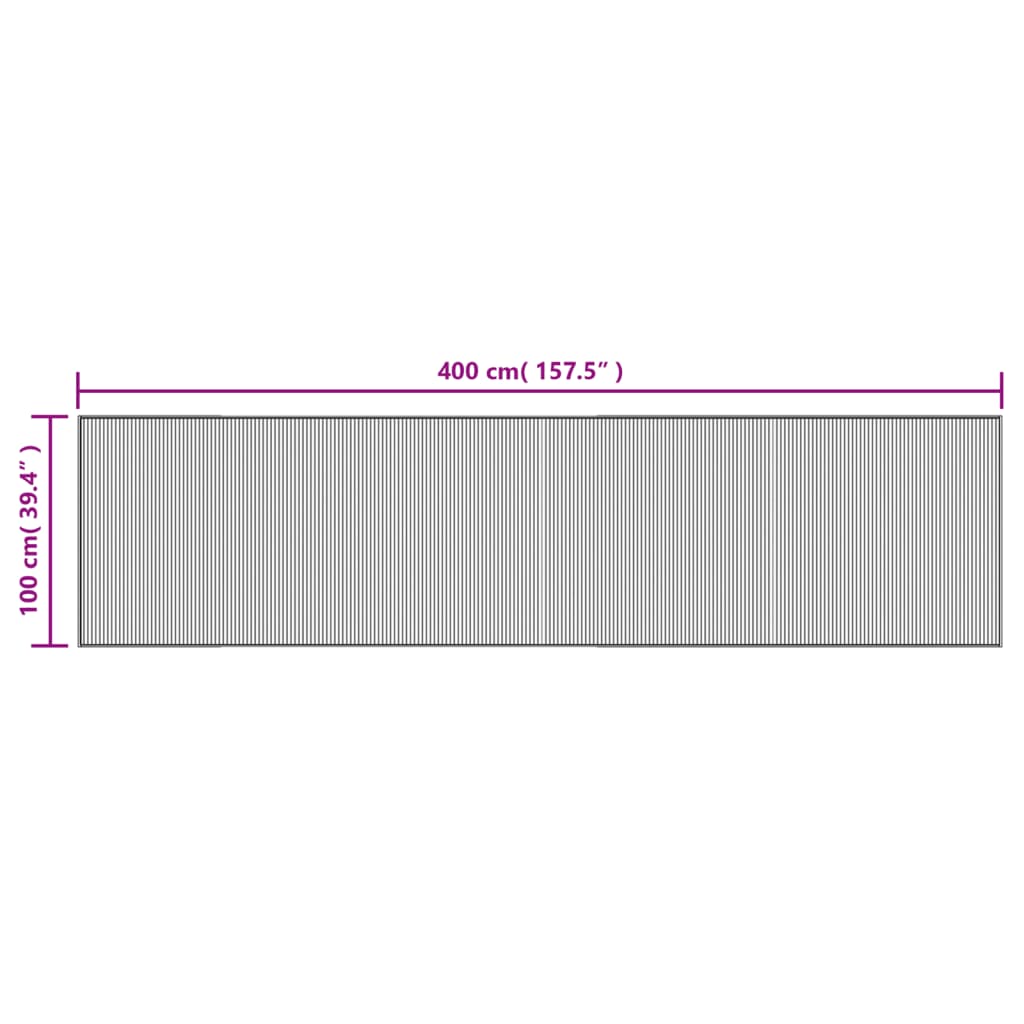 Tappeto Rettangolare Grigio 100x400 cm in Bambù