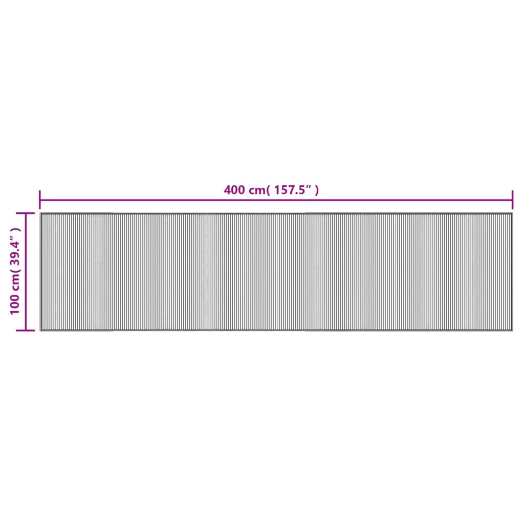 Tappeto Rettangolare Marrone Scuro 100x400 cm in Bambù