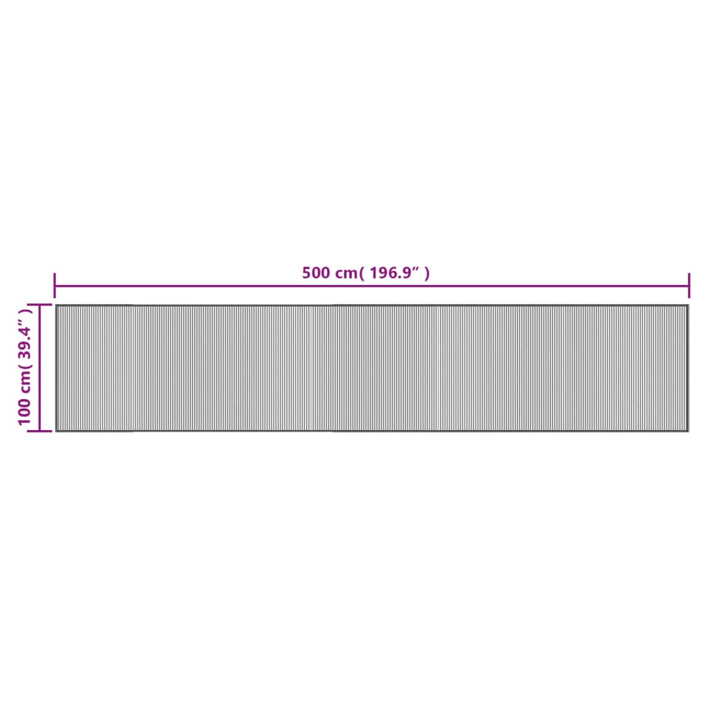 Tappeto Rettangolare Grigio 100x500 cm in Bambù