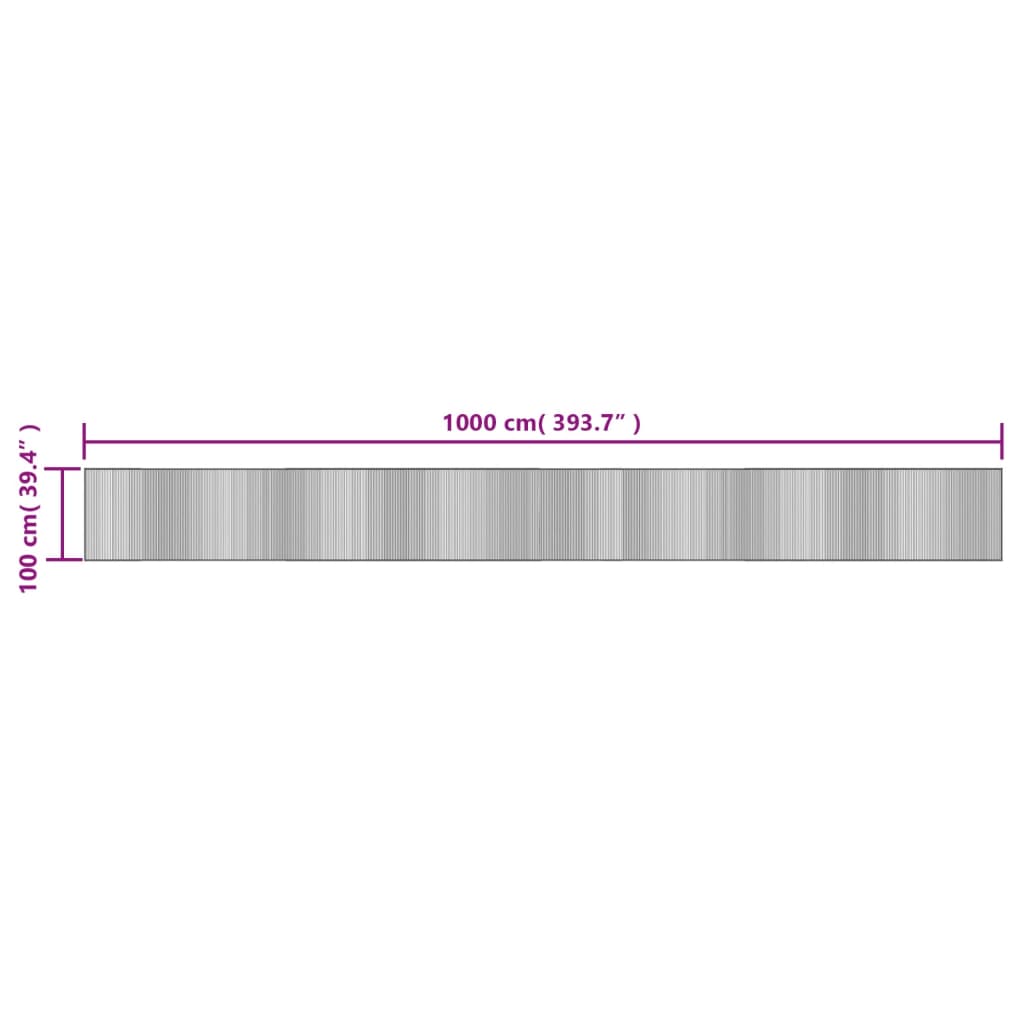 Tappeto Rettangolare Grigio 100x1000 cm in Bambù