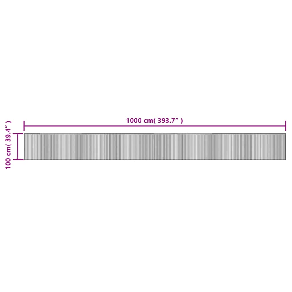 Tappeto Rettangolare Marrone Scuro 100x1000 cm in Bambù