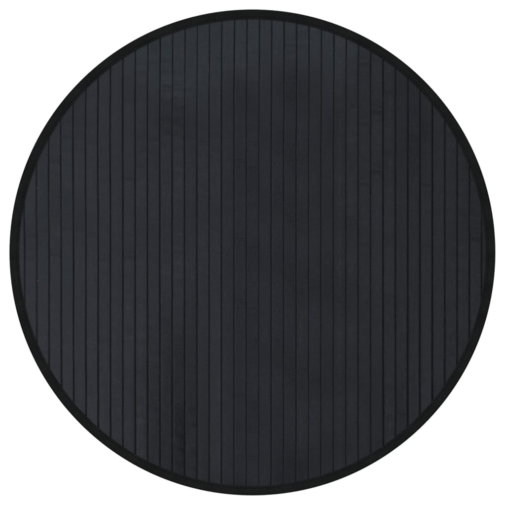 Tappeto Rotondo Nero 60 cm in Bambù