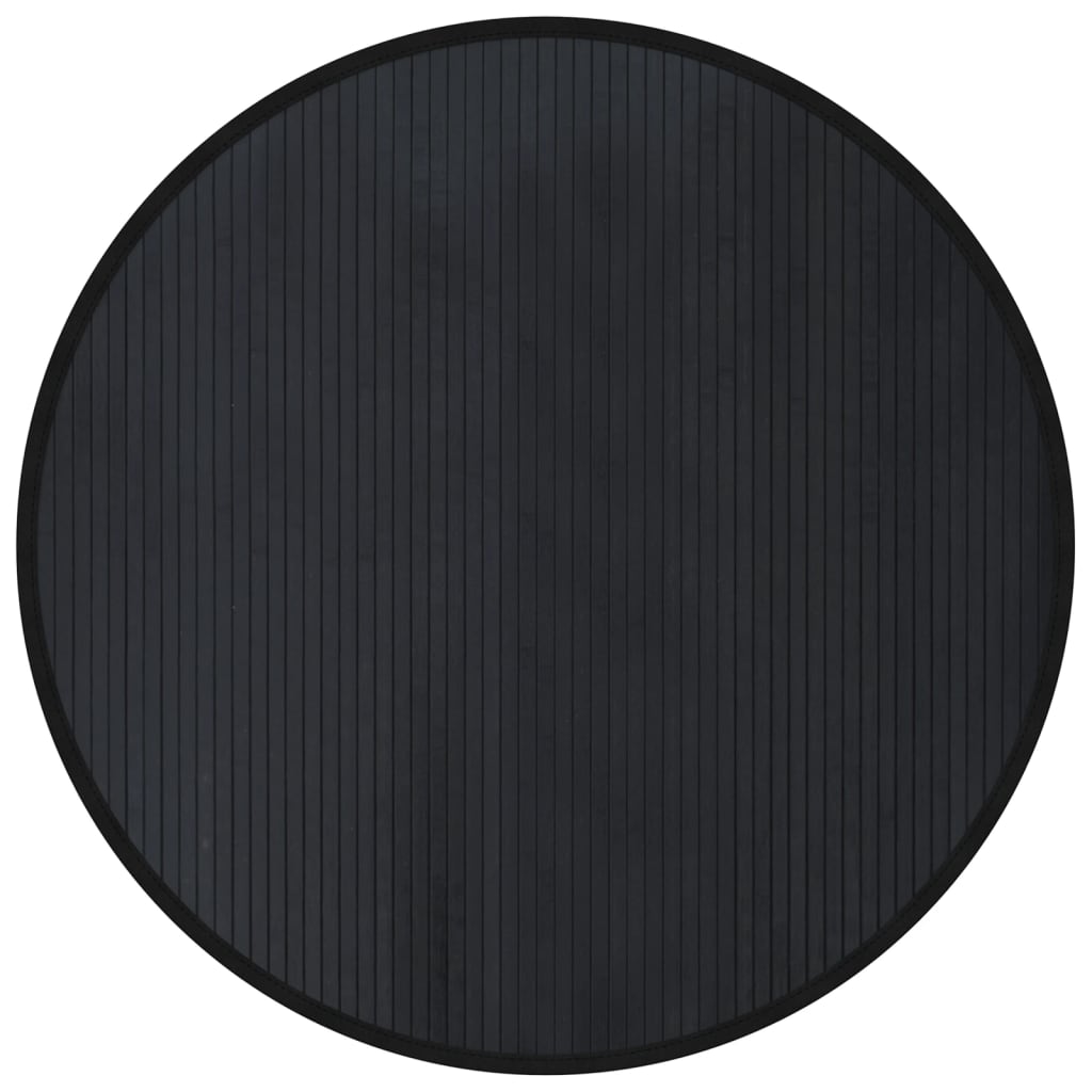 Tappeto Rotondo Nero 100 cm in Bambù