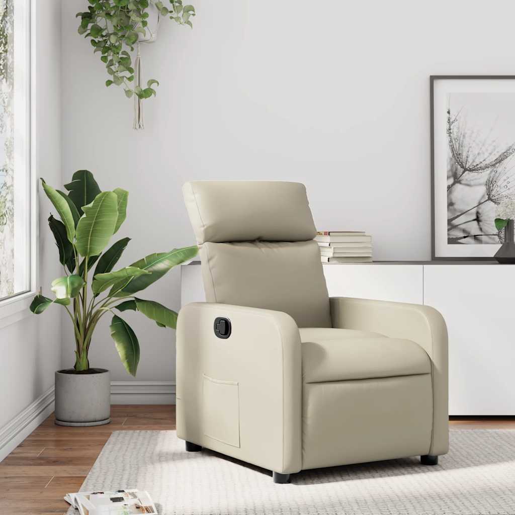 Poltrona Reclinabile Crema in Similpelle