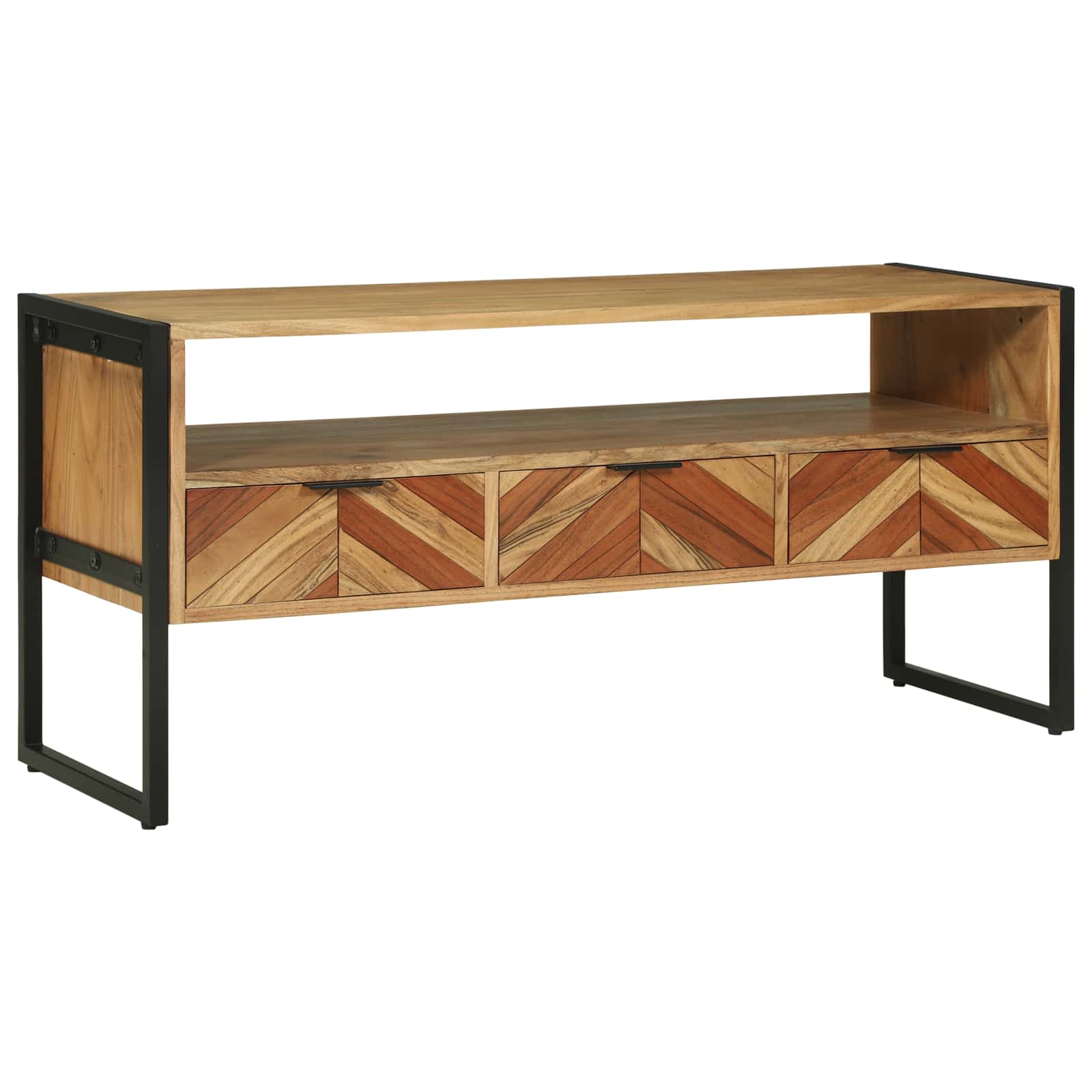 Mobile TV Marrone 100 x 35 x 50 cm Legno di Acacia Massello