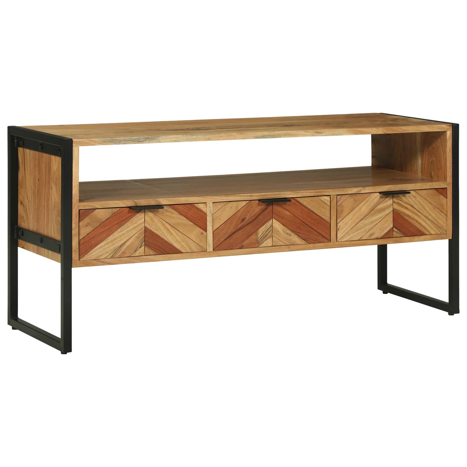 Mobile TV Marrone 100 x 35 x 50 cm Legno di Acacia Massello