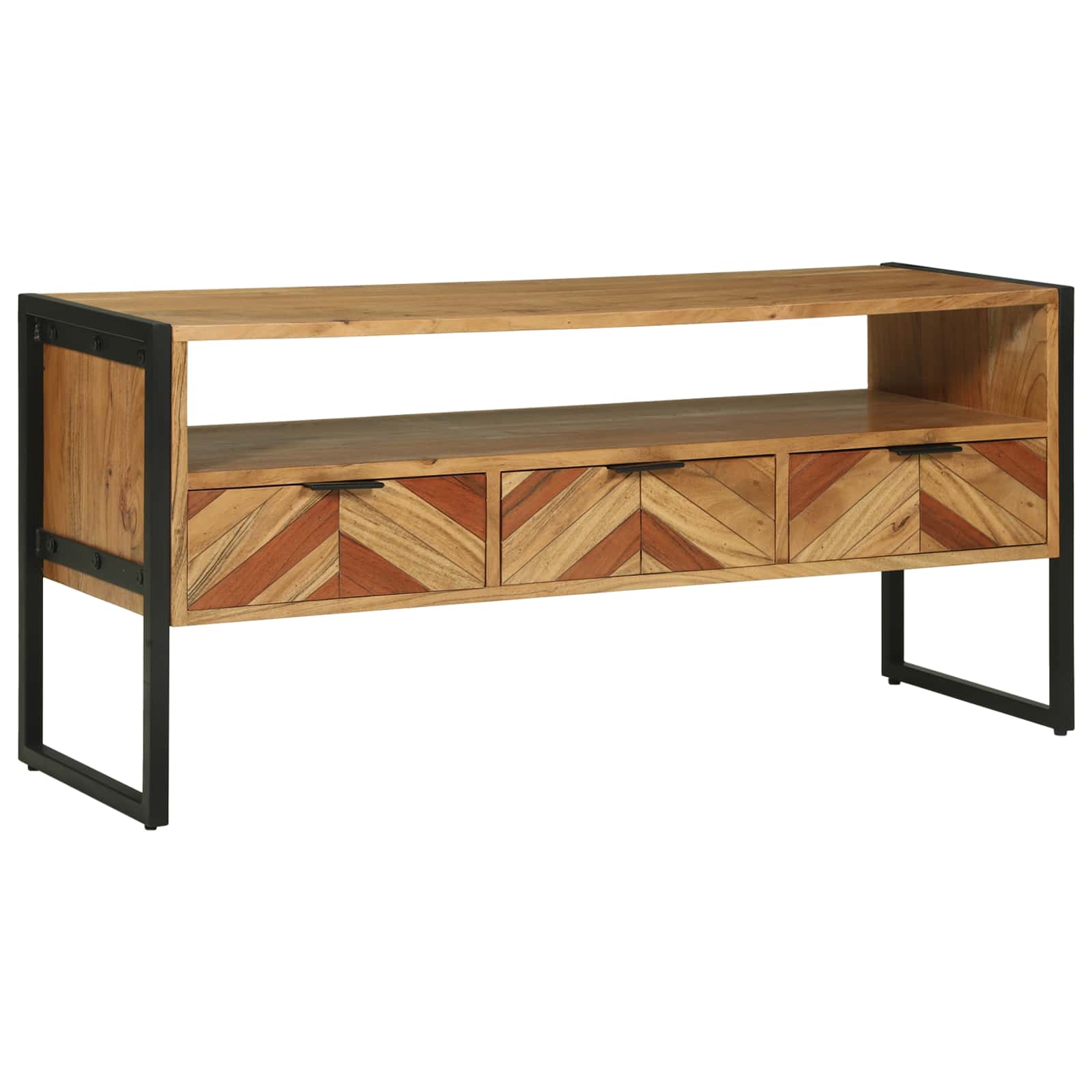 Mobile TV Marrone 100 x 35 x 50 cm Legno di Acacia Massello