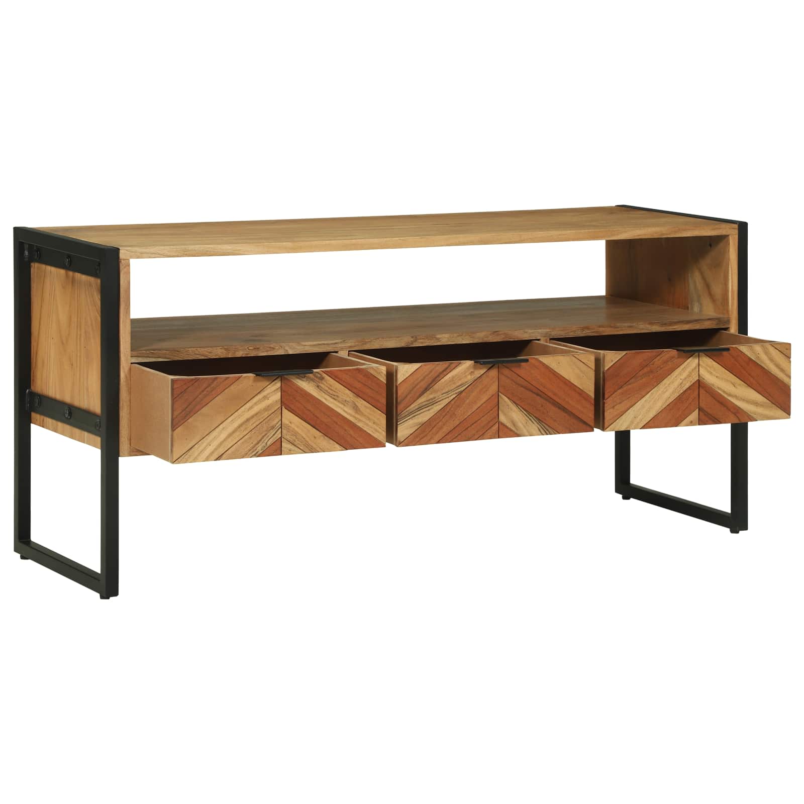 Mobile TV Marrone 100 x 35 x 50 cm Legno di Acacia Massello