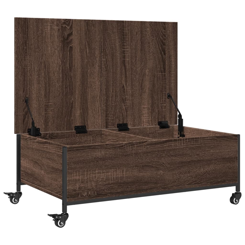 Tavolino con Ruote Rovere Marrone 91x55x34 cm Legno Multistrato