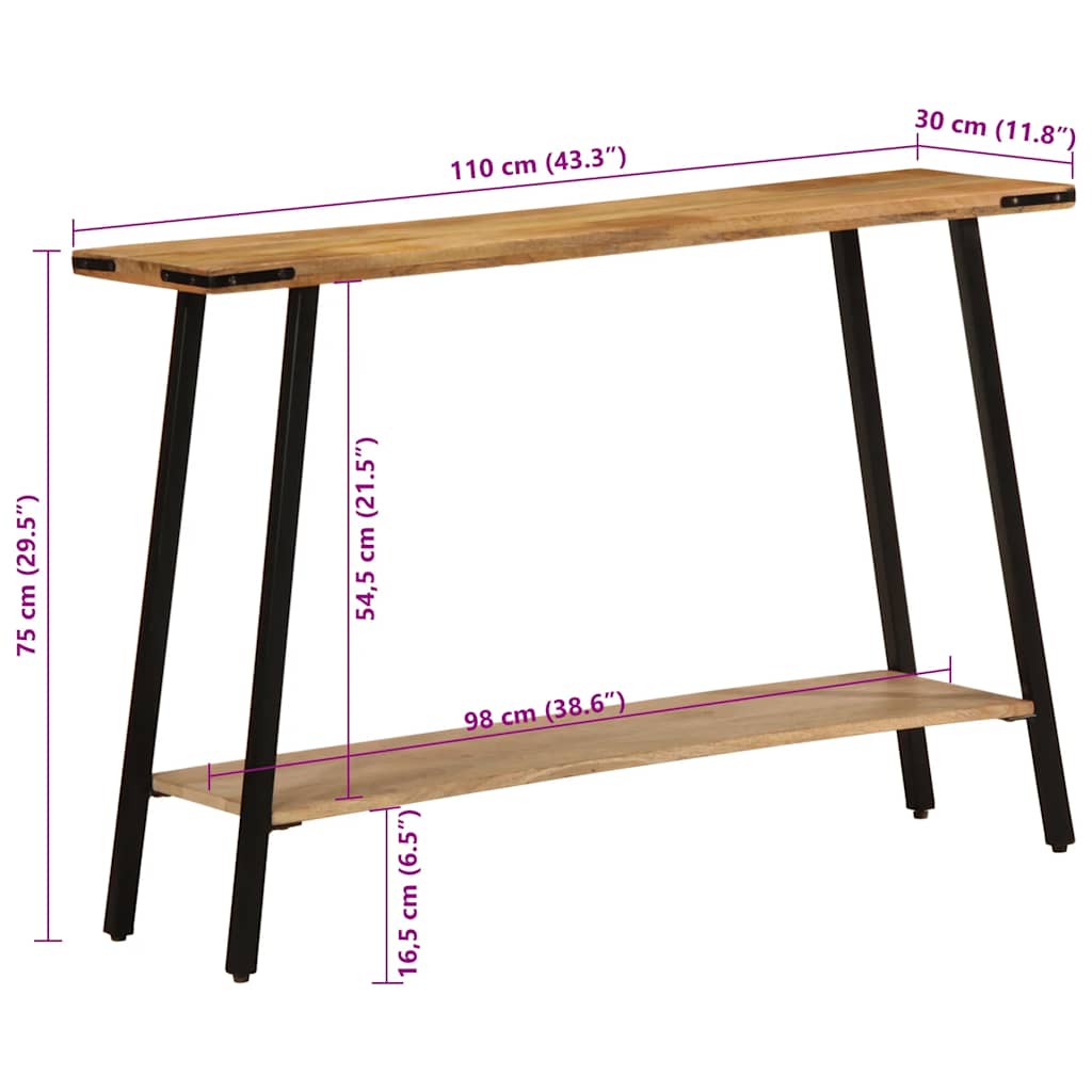 Tavolo Consolle 110x30x75 cm in Legno Massello di Mango