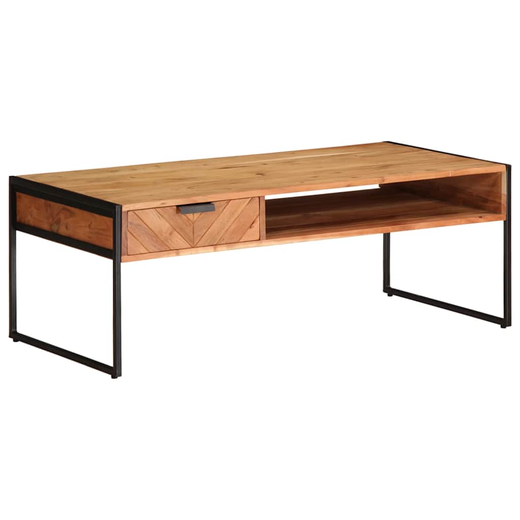 Tavolino da Salotto 110x55x40 cm in Legno Massello di Acacia