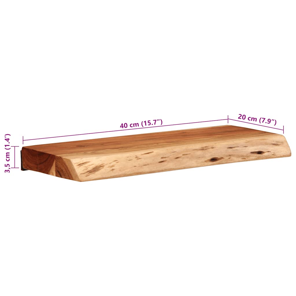 Mensole da Parete 2 pz 40x20x3,5 cm in Legno Massello di Acacia