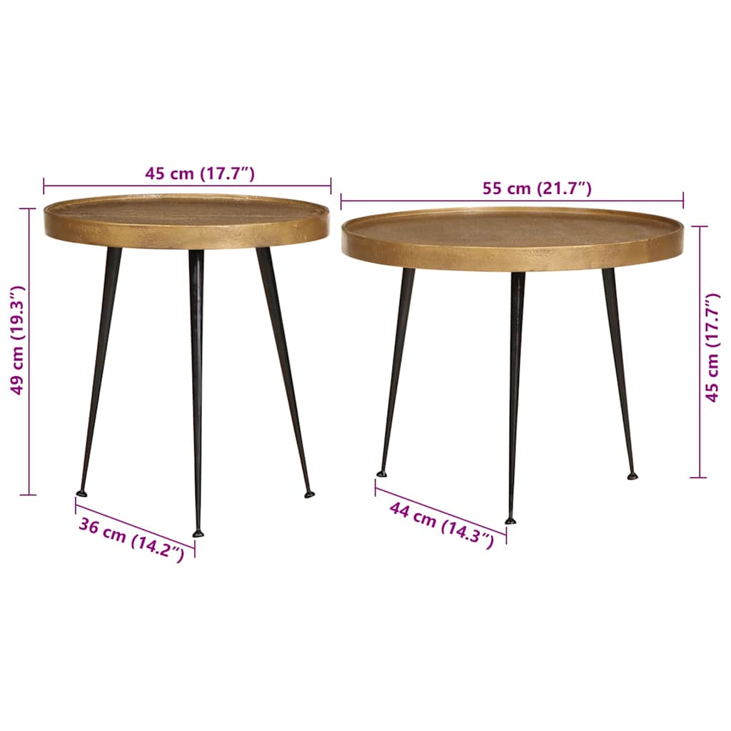 Tavolini da Salotto 2 pz Oro in Legno Multistrato
