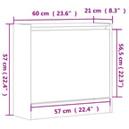 Scarpiera Grigio Cemento 60x21x57 cm in Legno Multistrato