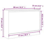 Scarpiera Grigio Cemento 80x21x57 cm in Legno Multistrato
