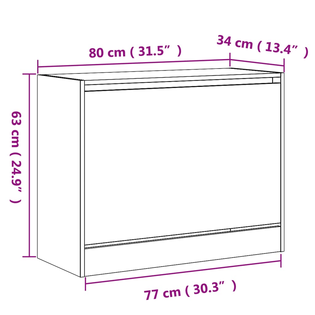 Scarpiera Grigio Cemento 80x34x63 cm in Legno Multistrato