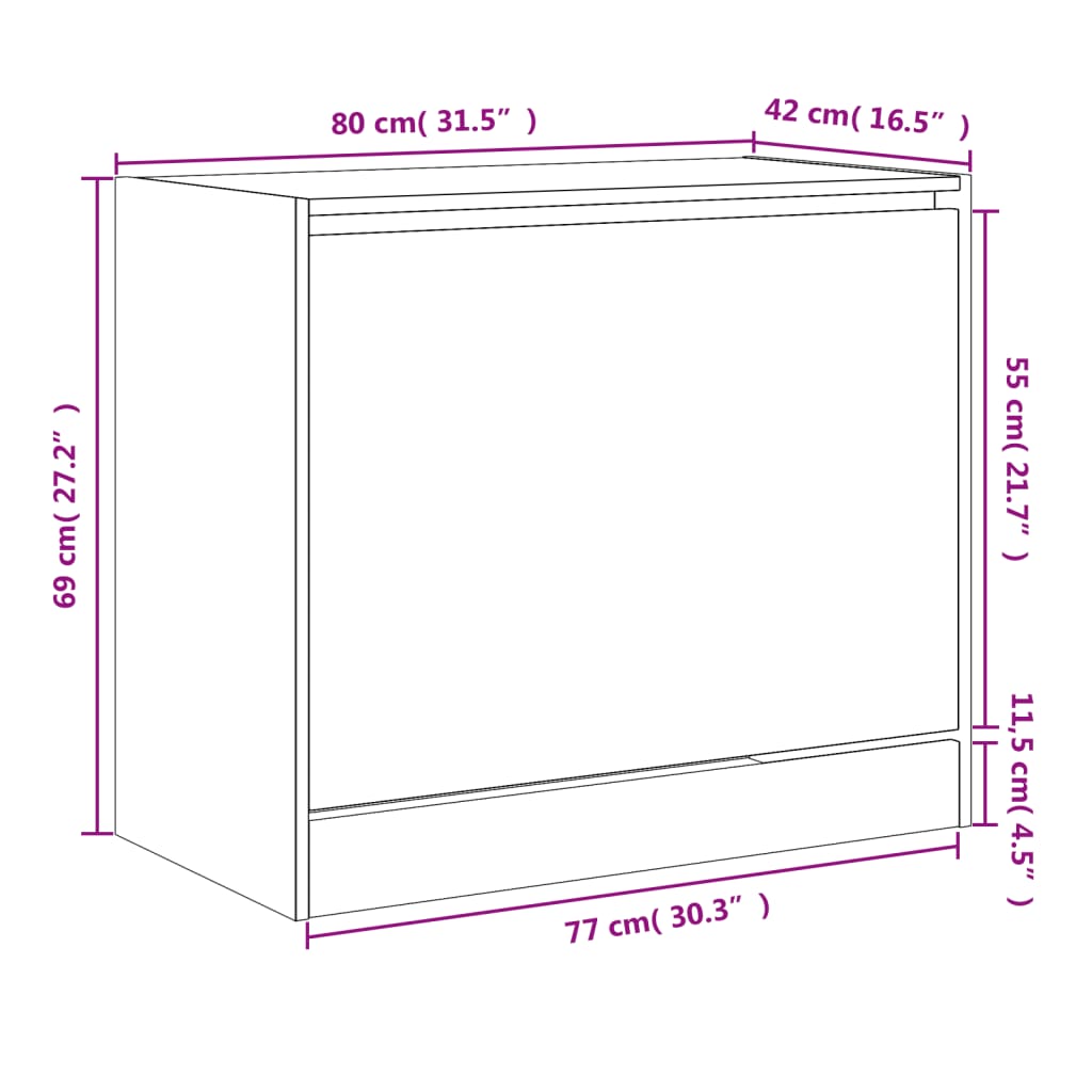 Scarpiera Grigio Cemento 80x42x69 cm in Legno Multistrato