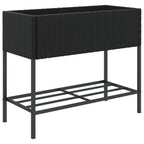 Fioriera da Giardino con Ripiano Nera in Polyrattan