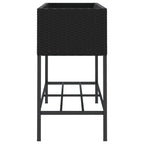 Fioriera da Giardino con Ripiano Nera in Polyrattan